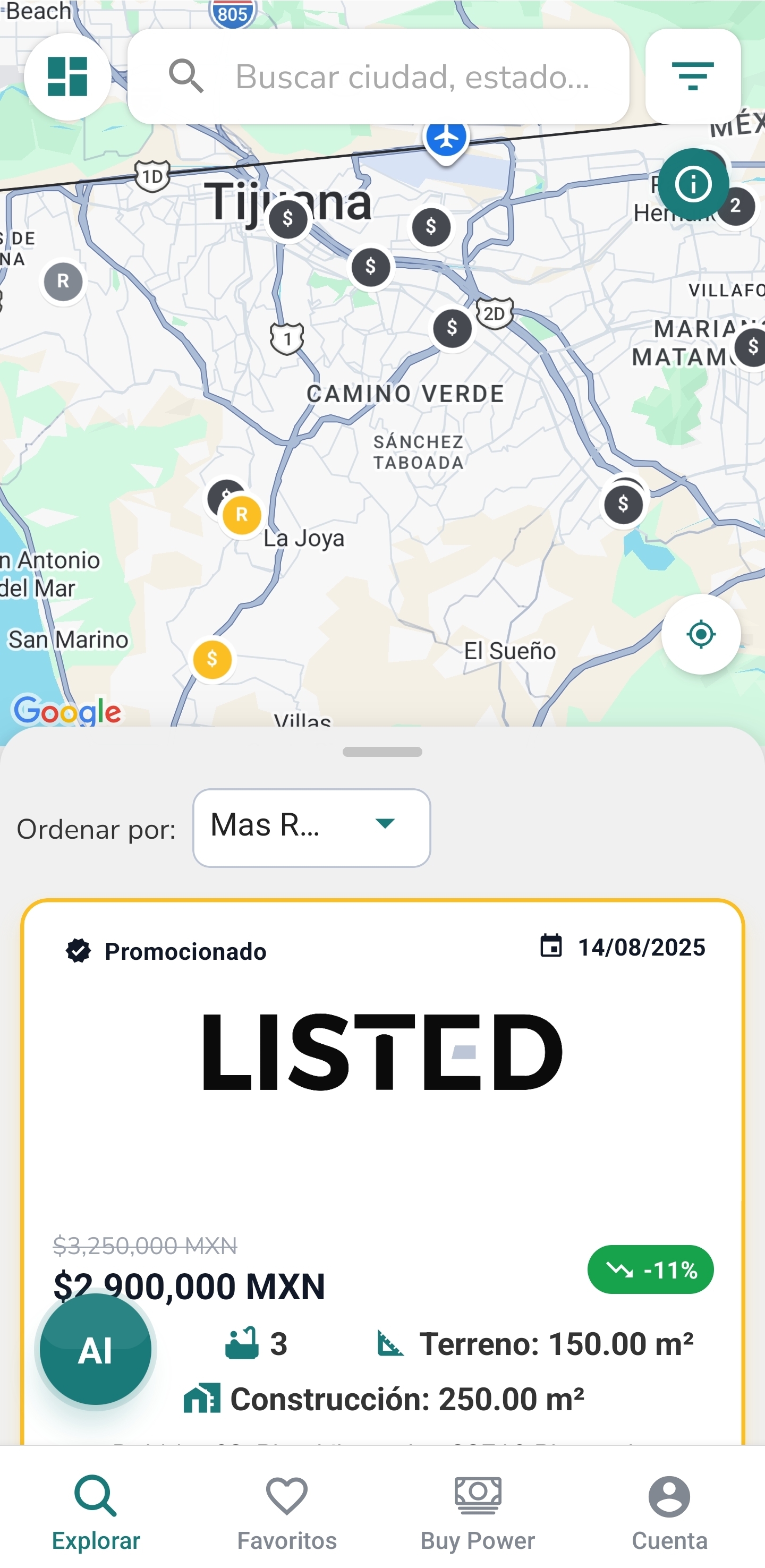 Explorar — mapa de propiedades